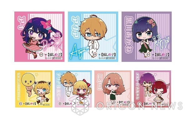 Collaboration-exclusive stickers included with sushi (all 7 types) © Akasaka Aka x Yokoyari Mengo/Shueisha, "Oshi no Ko" Production Committee