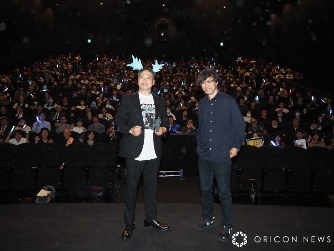 Mio Tanaka and Director Takashi Yamazaki at the "Godzilla-1.0 Operation Sea God (Wadatsumi) Support Screening" (©ORICON News inc.)