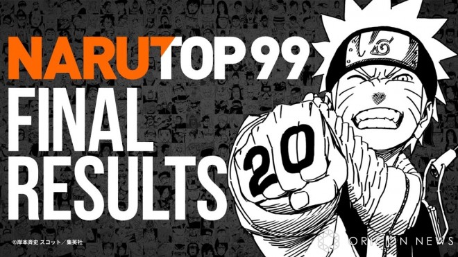 Final results of "Naruto Top 99," the first worldwide character popularity contest for "Naruto" (C) Masashi Kishimoto, Scott/Shueisha