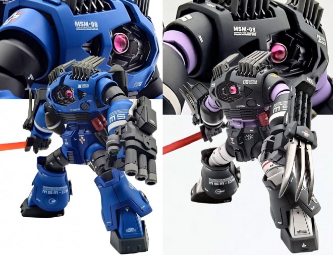 Left: Ramba Ral’s Zogok, Right: HGUC Zogok Black Tri-Stars Custom Ortega, Created and provided by K1