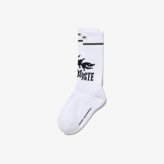 ONE PIECE × LACOSTE Collaboration: <Japan Exclusive> ONE PIECE Crocodile Logo Socks (White, Black) ¥3,300 (Tax Included)
