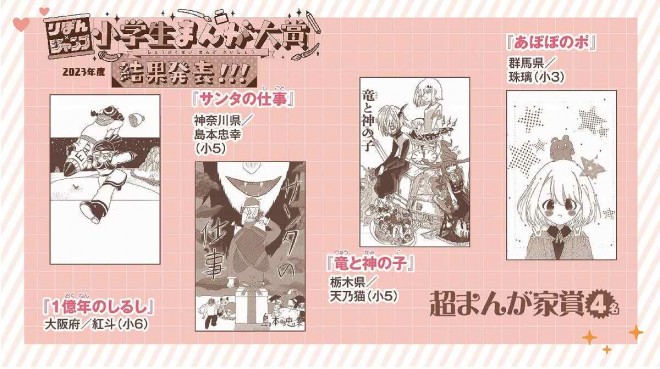 Announcement of 'Ribon x Jump Elementary School Manga Award' Winners