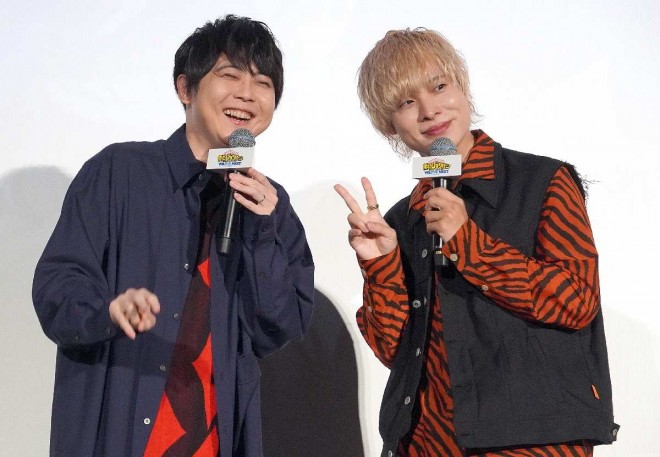 Yuki Kaji and Nobuhiko Okamoto at the "My Hero Academia THE MOVIE YOU'RE NEXT" stage greeting
