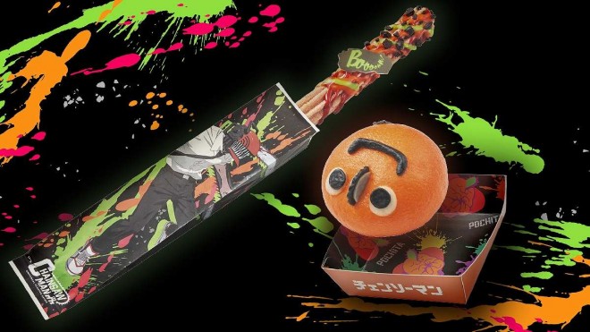 'Chainsaw Man Churros Blood Orange Flavor' 'Chainsaw Man Pochita Bun Bacon & Corn Cream' Image Provided by Universal Studios Japan