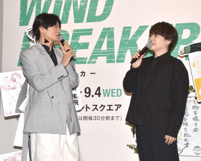 Yuma Uchida and Nobunaga Shimazaki expressed their gratitude for the love and dedication behind the exhibition at the "WIND BREAKER Exhibition" press event