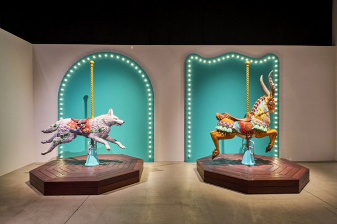 Recreated Merry-Go-Round exhibit at the Tokyo venue of "Ghibli Park and Ghibli Exhibition"