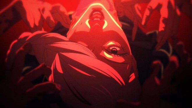 Mei Mei is held back by the special-grade cursed spirit, Housoushin (Smallpox Deity). via JJK EP38 (season2)