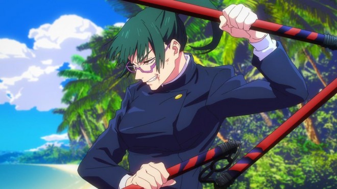 Maki fighting in Dagon's domain  via JJK EP39 (season2)