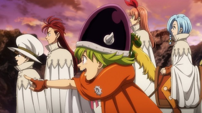 Scene cuts from the anime The Seven Deadly Sins: Four Knights of the Apocalypse