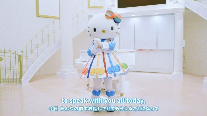 Hello Kitty delivering a video message at the 'Summit of the Future #YouthLead Action Day'