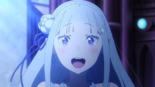 Emilia via anime "Re:Zero"
