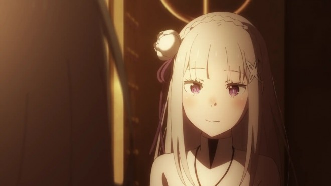 Emilia via anime "Re:Zero"