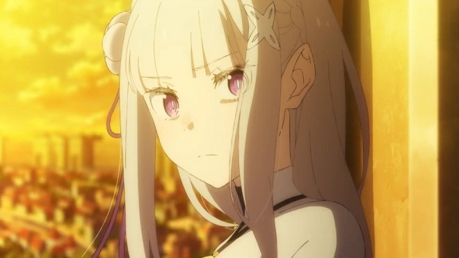 Emilia via anime "Re:Zero"
