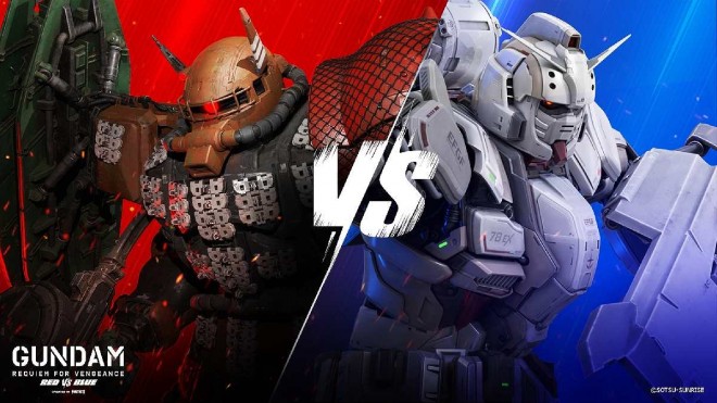 Gundam: Requiem for Vengeance Red vs Blue coming in fall 2024 on UNREAL EDITOR FOR FORTNITE (C) SOTSU・SUNRISE