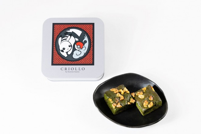 Pokémon × Craftsmanship Exhibition Criollo Matcha Brownie in a Pokémon Tin