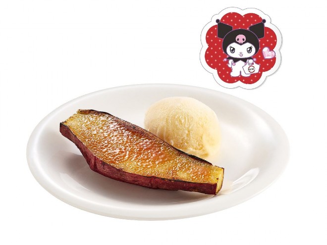 Sushiro Collaborates with Sanrio's Kuromi Chilled Baked Sweet Potato Brûlée with Vanilla Ice Cream