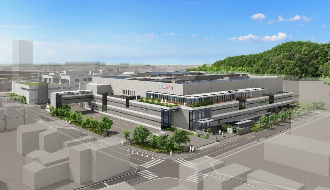 Exterior rendering of the new Bandai Hobby Center facility, scheduled to begin production in summer 2025.