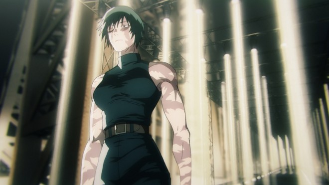 Maki after the Shibuya Incident. Her hairstyle has been cut short