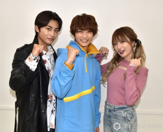 From left: Yusuke Hino, Hidekazu Chinen, and Nozomi Miyabe, stars of Kamen Rider Gavv