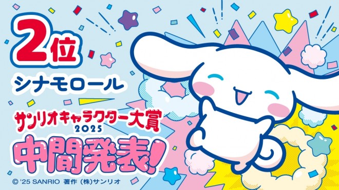 Cinnamoroll ranks 2nd in the midterm results of the 2025 Sanrio Character Ranking