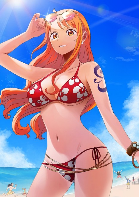 Nami birthday illustration in swimsuit from ONE PIECE official X account