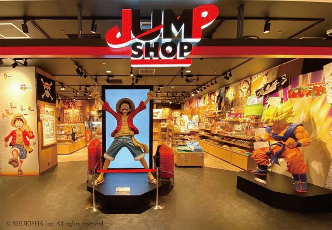Interior of JUMP SHOP Osaka Tennoji Store featuring Janta design and exclusive character goods