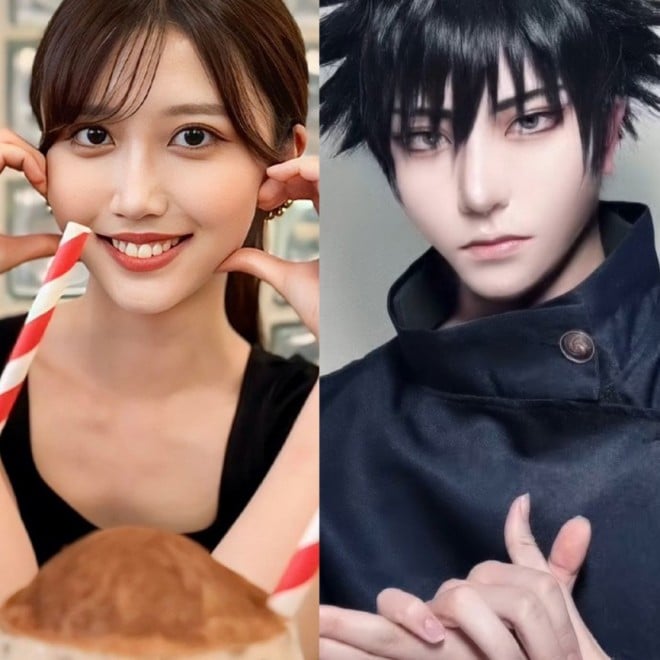 Before-and-after of office worker cosplayer Marun