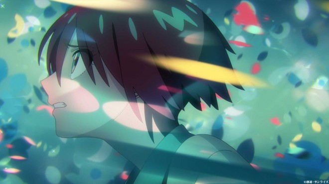 Scene cuts from Mobile Suit Gundam GQuuuuuuX anime MV featuring Machu in key moments