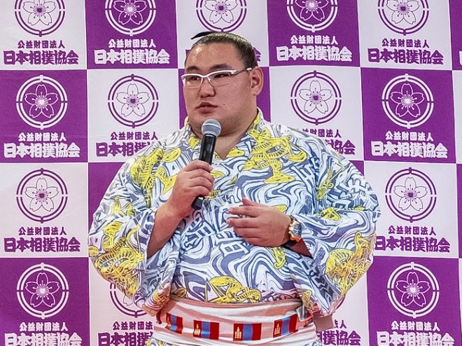 Hoshoryu at the send-off ceremony