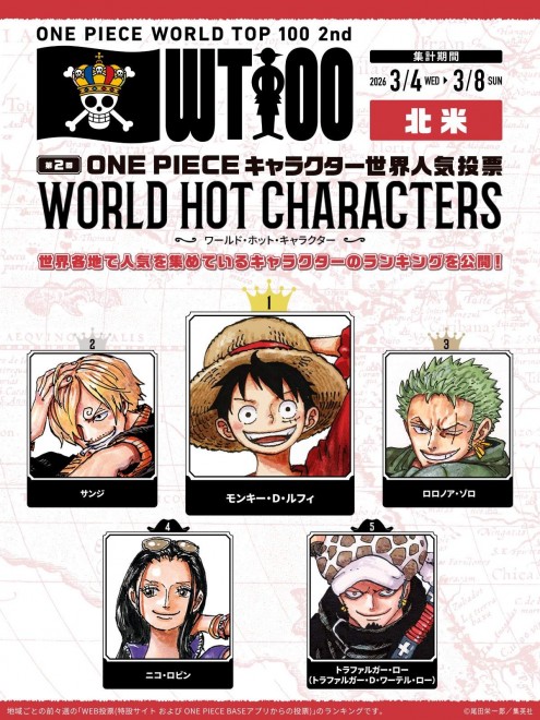 North-America Second Global ONE PIECE Character Popularity Poll “WT100” 