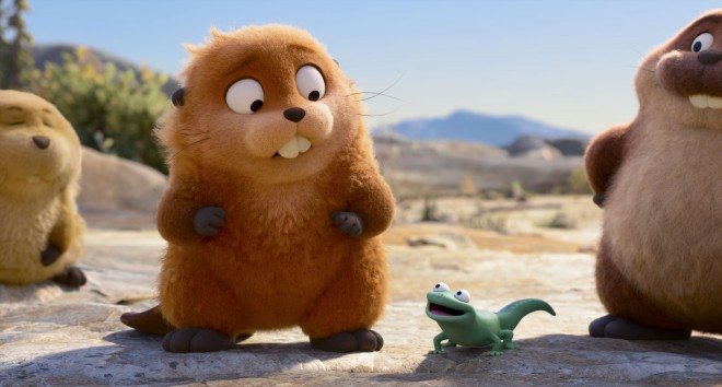 A scene from Disney and Pixar film When I Become a Beaver showing characters in a forest environment