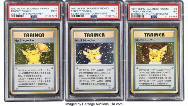 A three card trophy set awarded at the 1998 Charizard Mega Battle